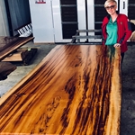 Pre-finished Tigerwood live edge slab table