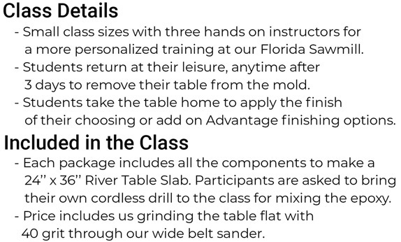 river table class details