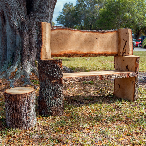 Live Oak Wood Slab Benches