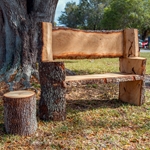 Live Oak Wood Slab Benches